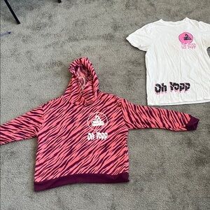Pink Zebra Hoodie and White Tee Set
